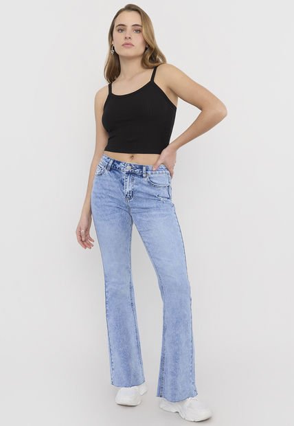 Jeans Mujer Flare Azul Medio Corona