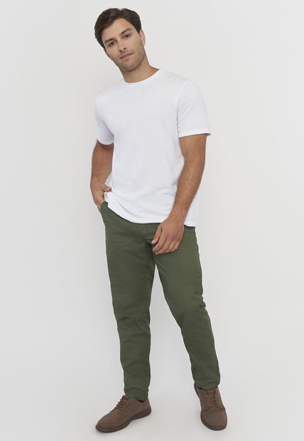 Pantalón Hombre Slim Fit Verde Bolsillo Chino Corona