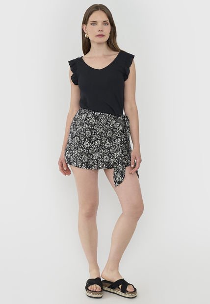 Skort Mujer Nuedo Print Portugal Negro Corona