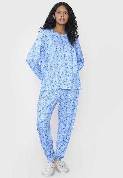 Pijama Mujer Full Print Azul Corona