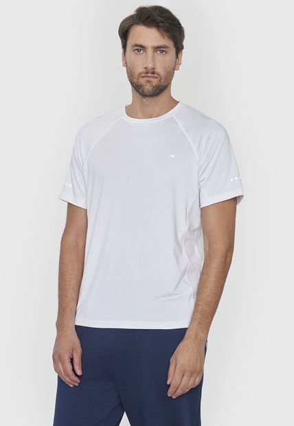 Polera Hombre Deportiva Poliester R-Neck Blanco Corona