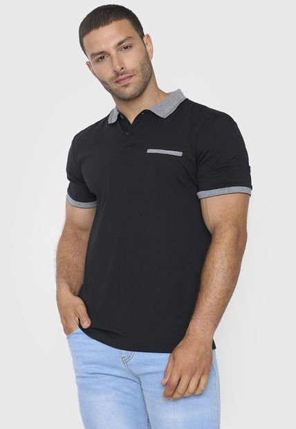 Polera Hombre Preppy Negro Corona