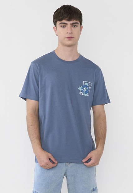 Polera Hombre Fun Asiática Azul Corona