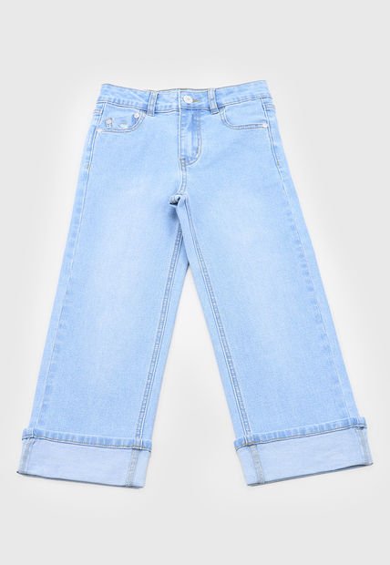 Jeans Niña Kids Wide Leg Roturas Azul Claro Corona