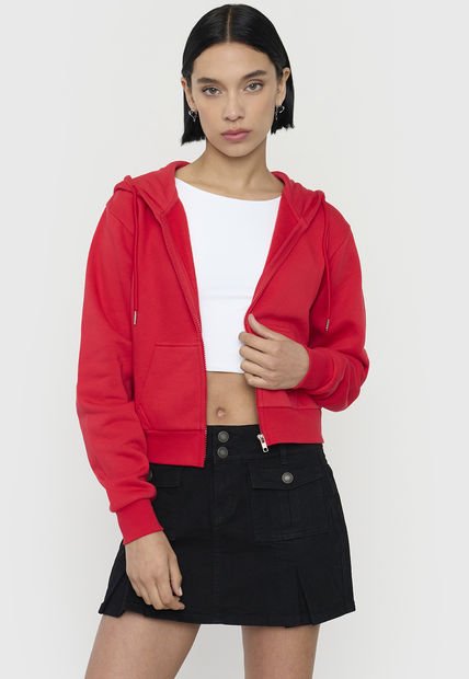 Polerón Mujer Full Zipper Rojo Corona