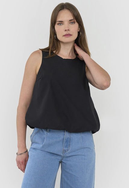 Blusa Mujer Volumen Negro Corona