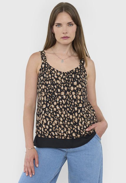 Blusa Mujer Pabilos Gruesos Animal Print Café Corona