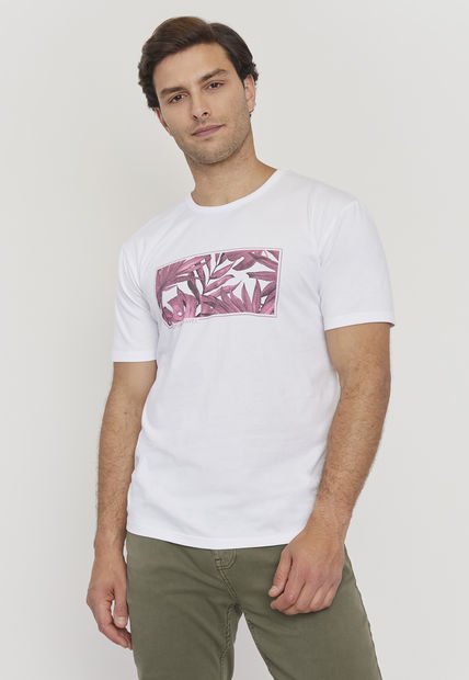 Polera Hombre Fun Focal Print Blanco Corona