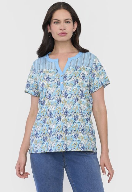 Polera Mujer Macramé Turquesa Tropical Corona