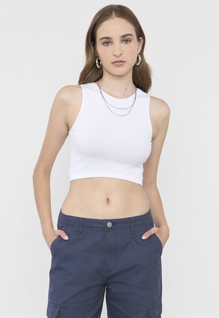 Polera Mujer Sin Mangas Cuello Halter Blanco Corona