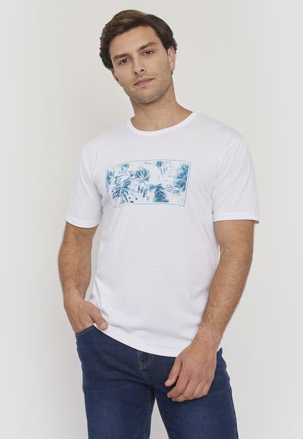 Polera Hombre Fun Focal Print  Blanco I Corona