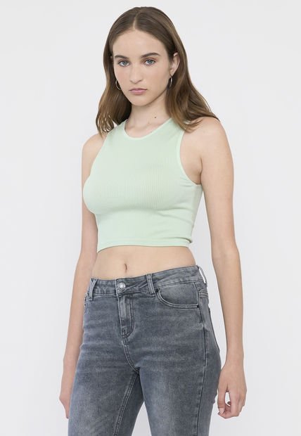 Polera Mujer Sin Mangas Cuello Halter Verde Corona