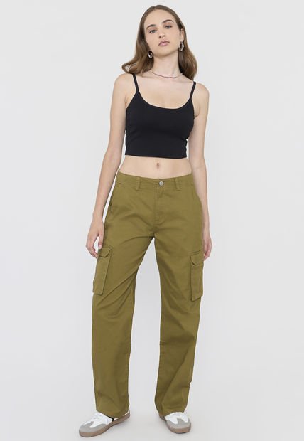 Pantalón Mujer Cargo Color Verde Corona