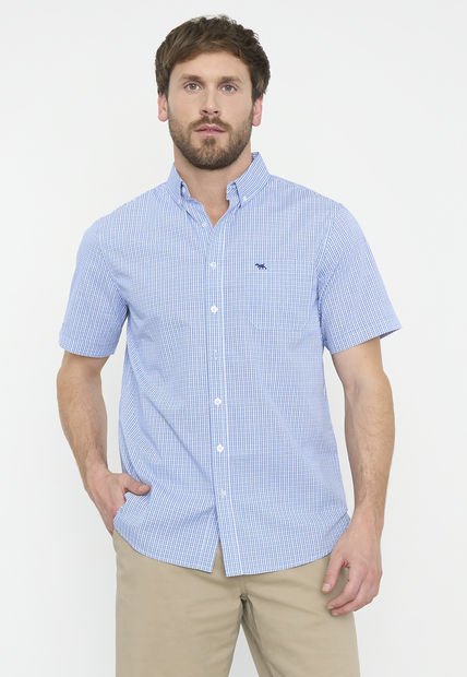 Camisa Hombre Escocesa M/C Celeste Corona