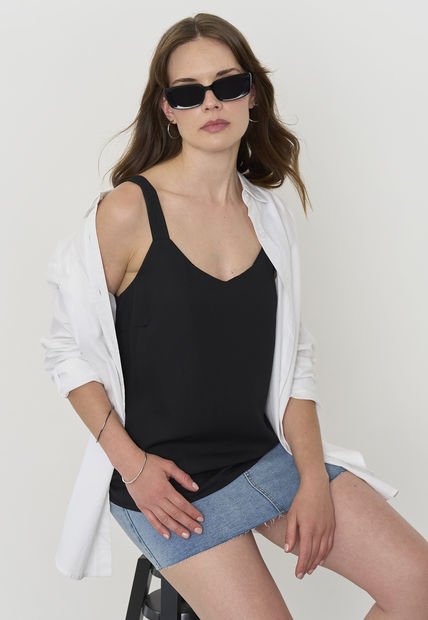 Blusa Mujer Pabilo Grueso Negro Corona