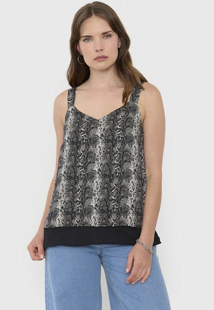 Blusa Mujer Pabilo Grueso Print Pitón Negro Corona