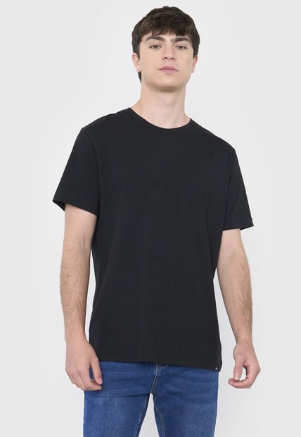 Polera Hombre R-Neck Lisa Color Negro Corona