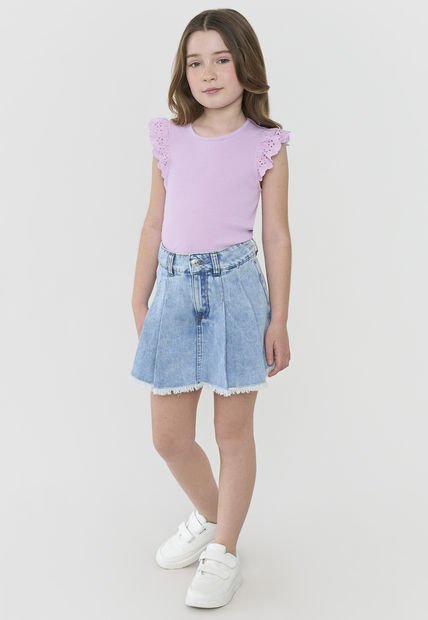 Falda Short Niña Kids Plisada Azul Claro Corona