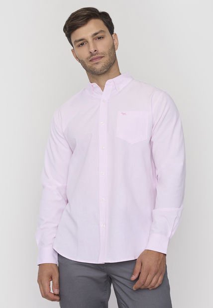 Camisa Hombre Oxford Rosado Lisa Corona