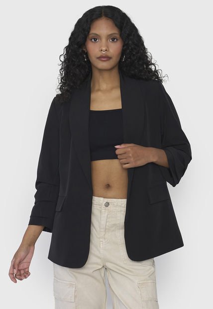 Blazer Mujer Liso Negro Corona