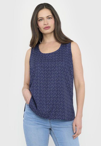 Blusa Mujer Sin Mangas Cuello Redondo Navy Print Corona