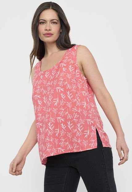 Blusa Mujer S/M Cuello Redondo Coral Print Corona