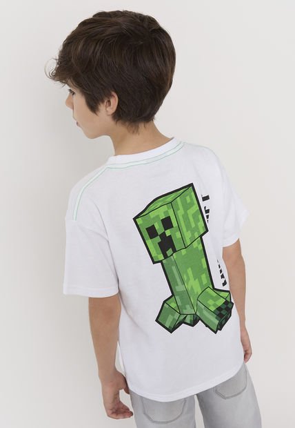 Polera Niño Kids MC Minecraft Blanco Corona