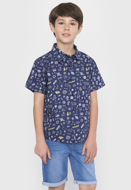 Camisa Niño Kids Fullprint Azul Corona