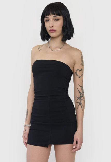 Vestido Mujer Strapless Negro Corona