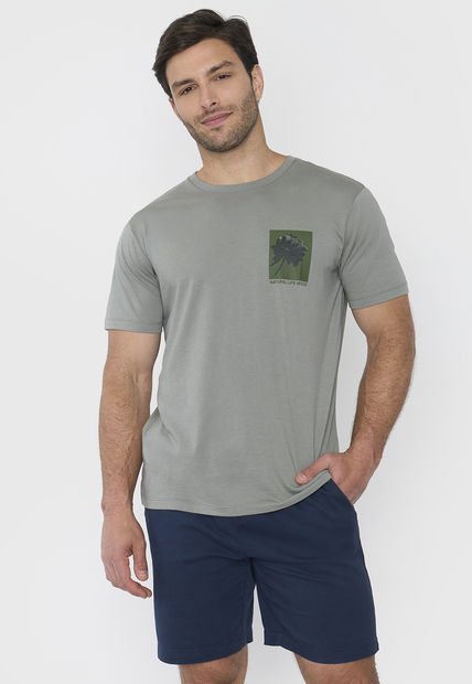 Polera Hombre Focal Print Color Verde Corona