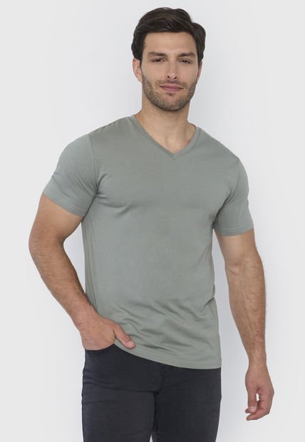 Polera Hombre V-Neck Musgo Corona