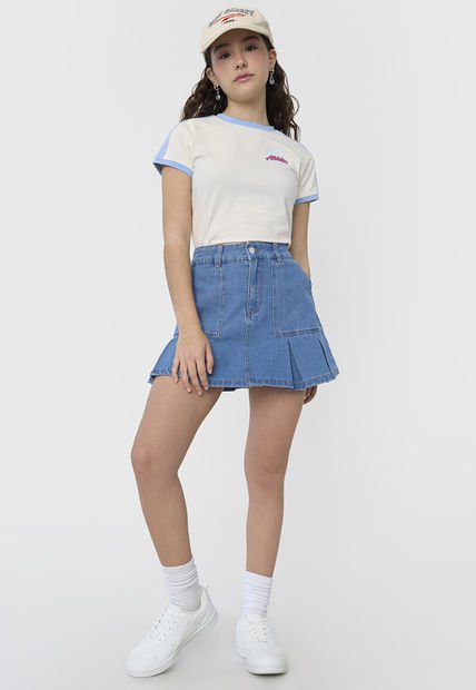 Falda Niña Tableada Denim Sporty Azul Medio Corona