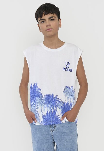 Polera Niño Teen Tank Blanco Corona