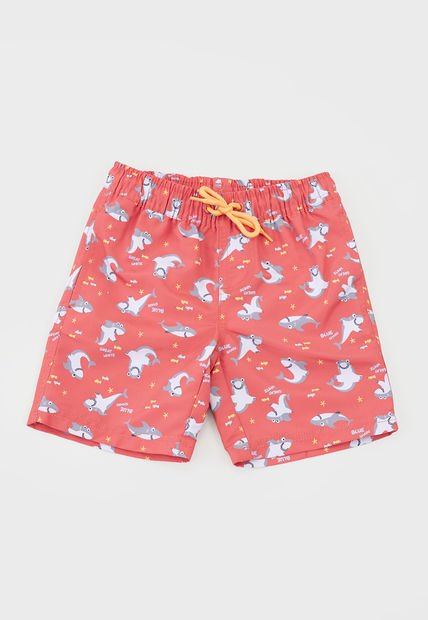 Traje De Baño Bebe Niño Short Rojo Corona