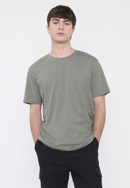 Polera Hombre Lisa R-Neck Color Verde Corona