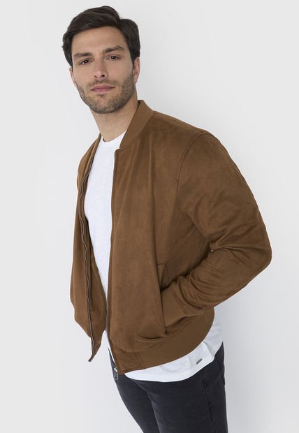 Bomber Hombre Fake Suede Camel Corona