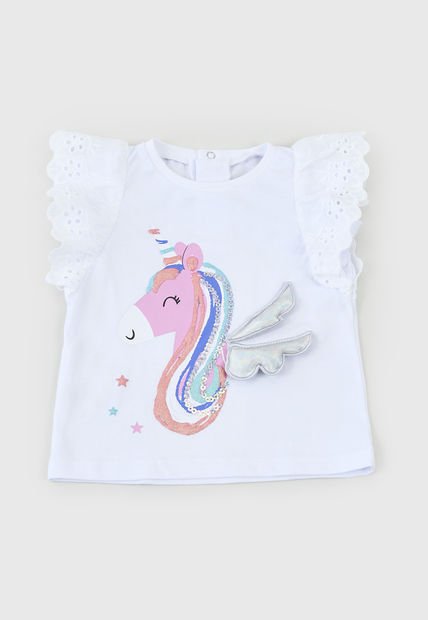 Polera Bebe Niña Interactiva Broderie Blanco Corona