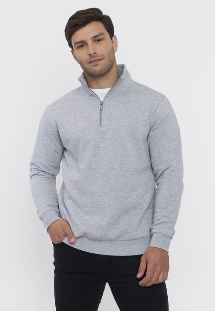 Polerón Hombre Half Zipper Gris Corona