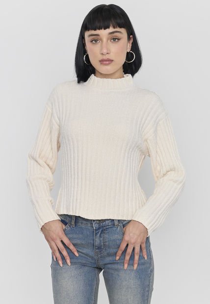 Sweater Mujer Chenille Rib Ecru Corona