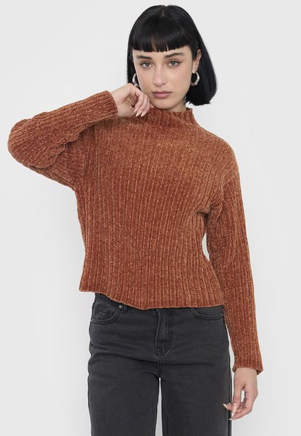 Sweater Mujer Chenille Rib Camel Corona