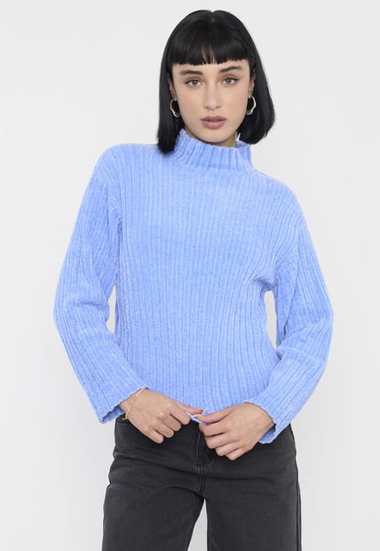 Sweater Mujer Chenille Rib Celeste Corona