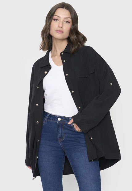 Chaqueta Mujer Fluida Negro Corona