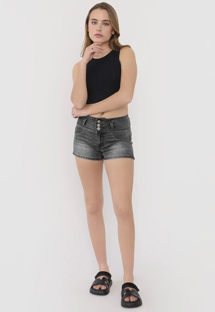 Short Mujer Botones Negro Corona