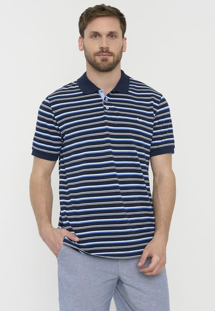 Polera Hombre Piqué Rayas Navy Corona