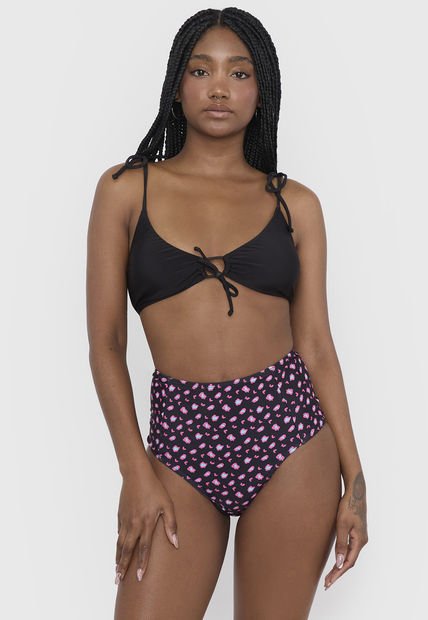 Bottom Mujer Alto Negro/Rosado Print Corona