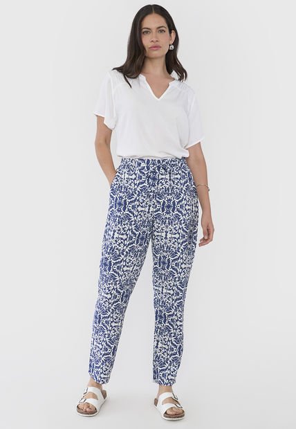 Pantalón Mujer Lazo Print Azul Corona