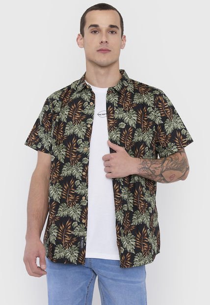 Camisa Hombre Cotton Full Print Verde Corona