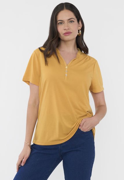 Polera Mujer Cuello Mao Mostaza Corona