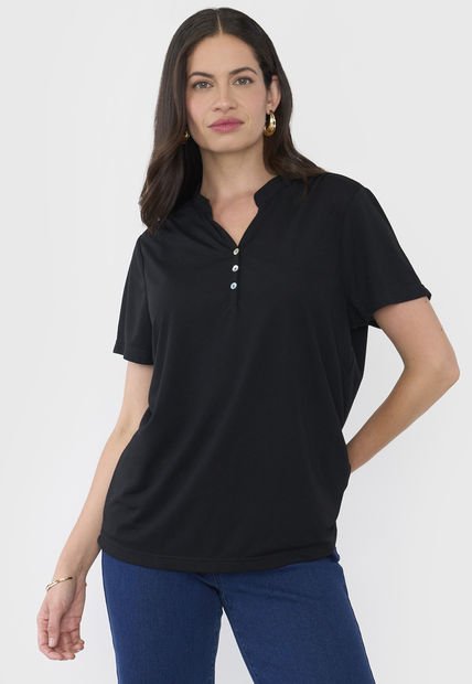 Polera Mujer Cuello Mao Negro Corona