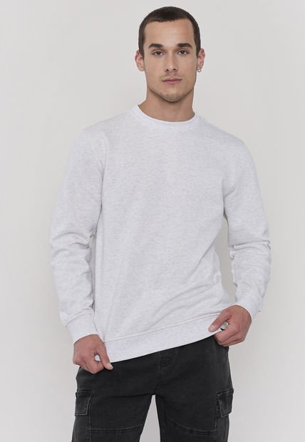 Polerón Hombre Liso Gris R-Neck Corona